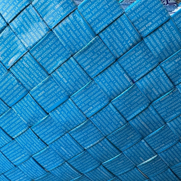 Blue Handmade Woven Shoulder Bag made from Woven Candy Wrappers NWOT - Picture 9 of 10